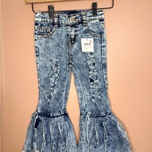 Stylish Blue Distressed Flare Jeans